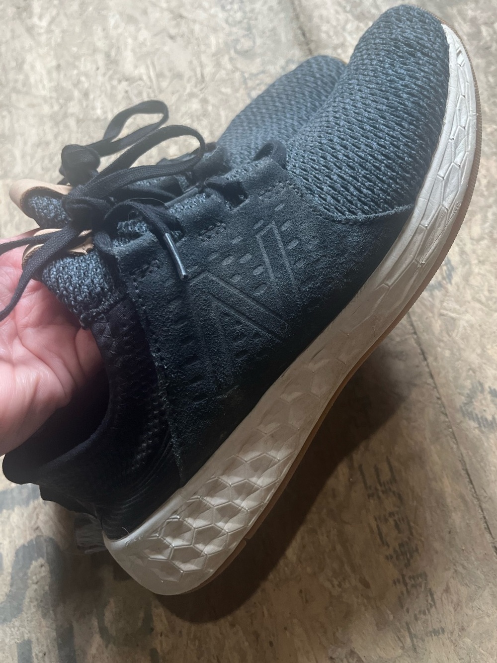 New Balance Black and White Knit Trainer